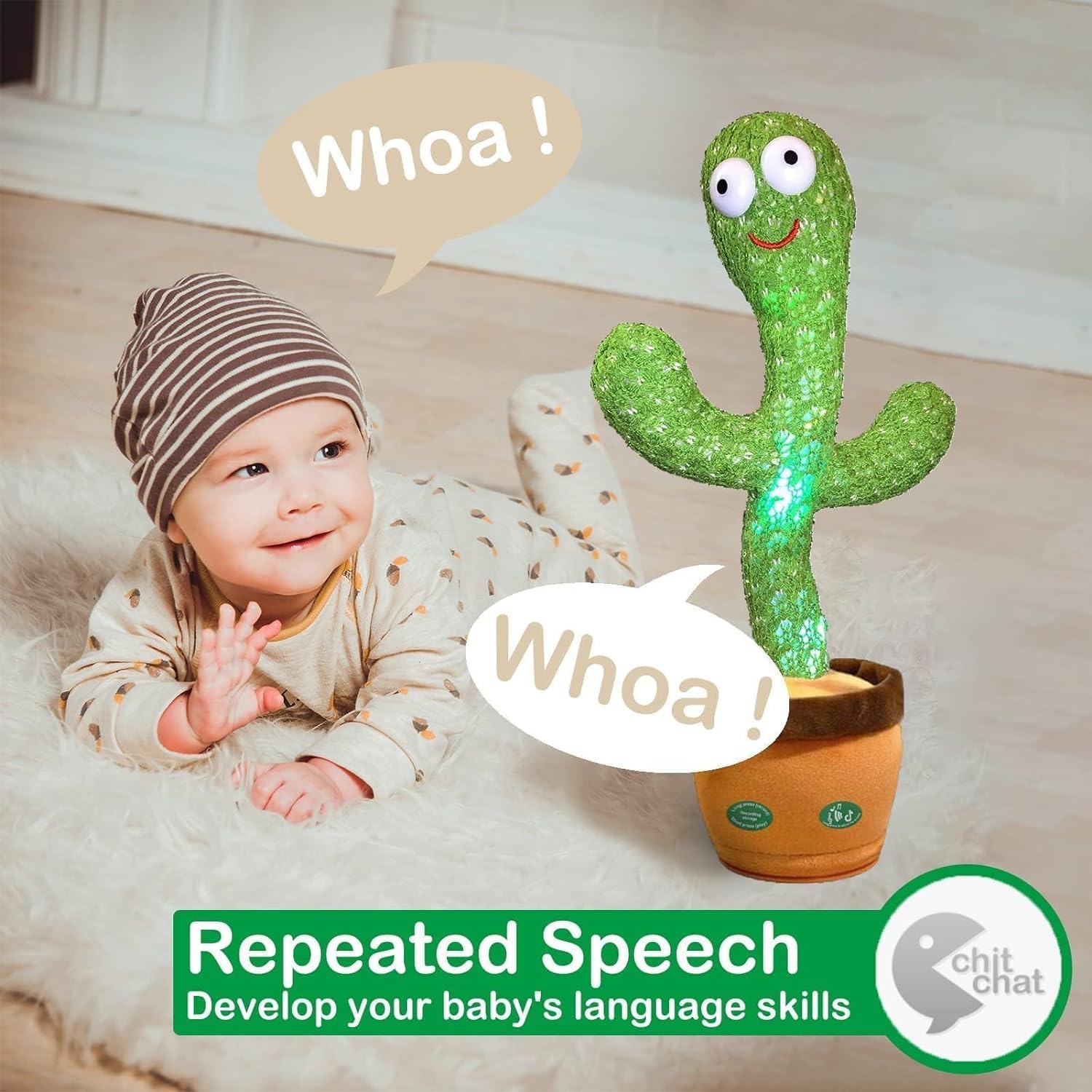 Storio Rechargeable Toys Talking Cactus Baby Toys for Kids Dancing Cactus Toys Can Sing Wriggle & Singing Recording Repeat What You Say Funny Education Toys for Children Playing Home Decor for Kids GenzVybs